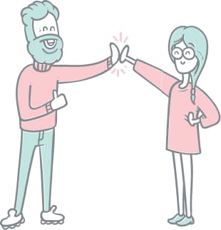 A girl and a guy high fiving